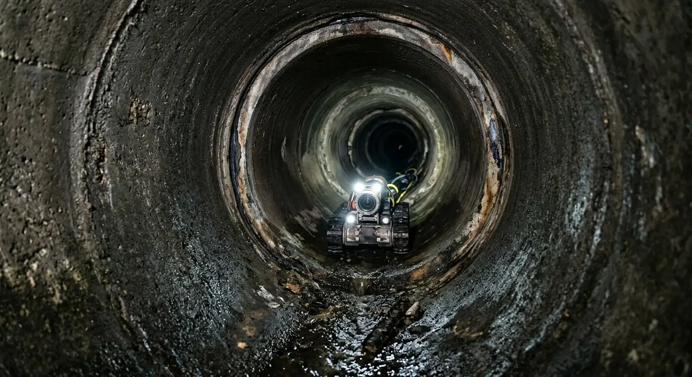 Robotic sewer camera inspecting pipe interior for Sewer Line Repair in Plantation